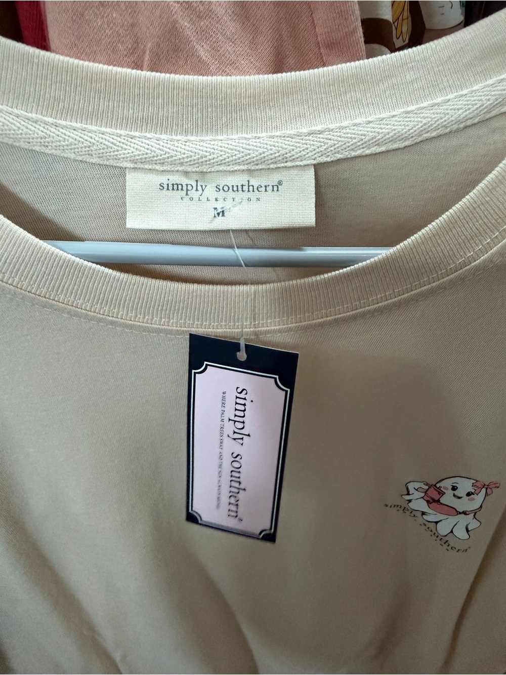 Simply Southern Cream Long-Sleeve Tee with Hey Boo Ghost and Orange Floral - Picture 3 of 3